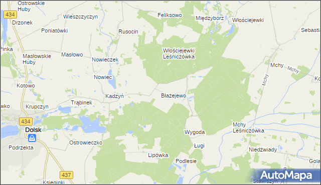 mapa Błażejewo gmina Dolsk, Błażejewo gmina Dolsk na mapie Targeo