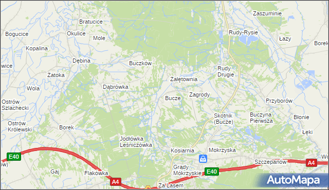 mapa Bucze gmina Brzesko, Bucze gmina Brzesko na mapie Targeo