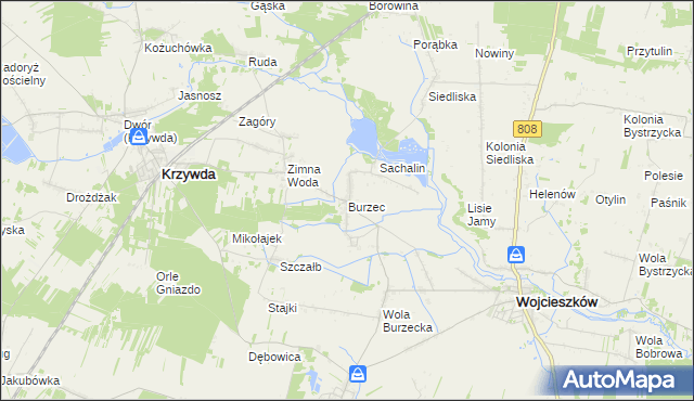 mapa Burzec, Burzec na mapie Targeo