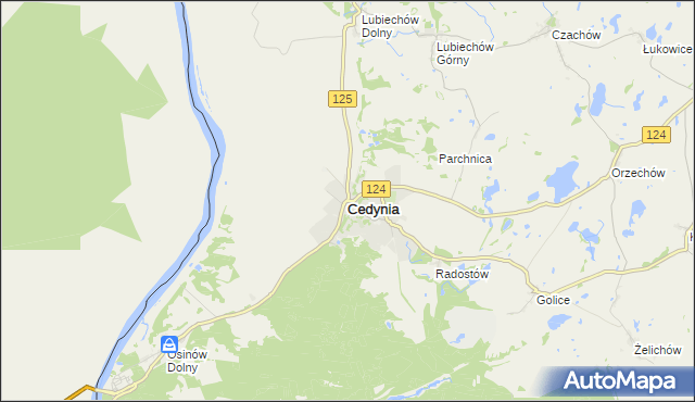 mapa Cedynia, Cedynia na mapie Targeo