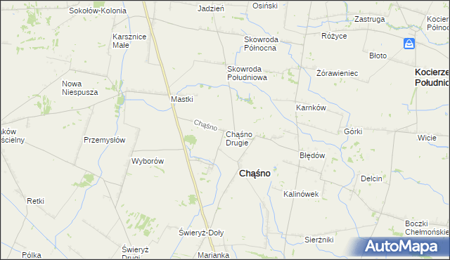 mapa Chąśno Drugie, Chąśno Drugie na mapie Targeo