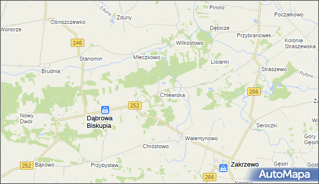 mapa Chlewiska gmina Dąbrowa Biskupia, Chlewiska gmina Dąbrowa Biskupia na mapie Targeo