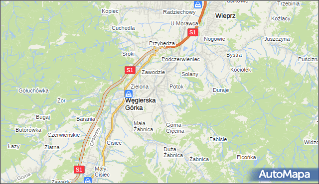 mapa Cięcina, Cięcina na mapie Targeo