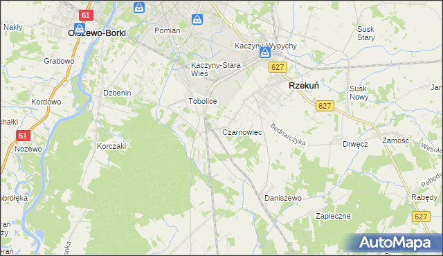 mapa Czarnowiec gmina Rzekuń, Czarnowiec gmina Rzekuń na mapie Targeo