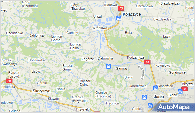 mapa Dąbrówka gmina Brzyska, Dąbrówka gmina Brzyska na mapie Targeo