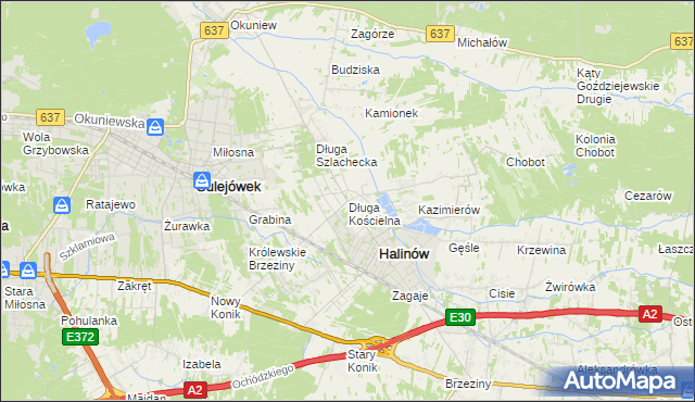 mapa Długa Kościelna, Długa Kościelna na mapie Targeo