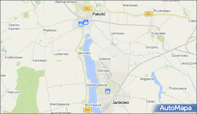 mapa Giebnia, Giebnia na mapie Targeo