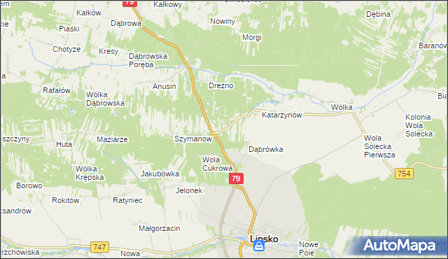 mapa Gołębiów gmina Lipsko, Gołębiów gmina Lipsko na mapie Targeo