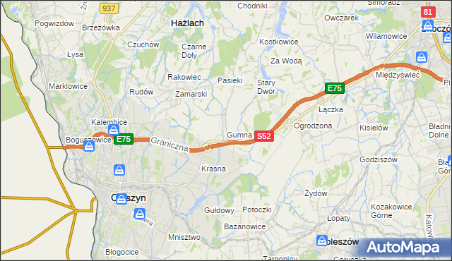 mapa Gumna, Gumna na mapie Targeo