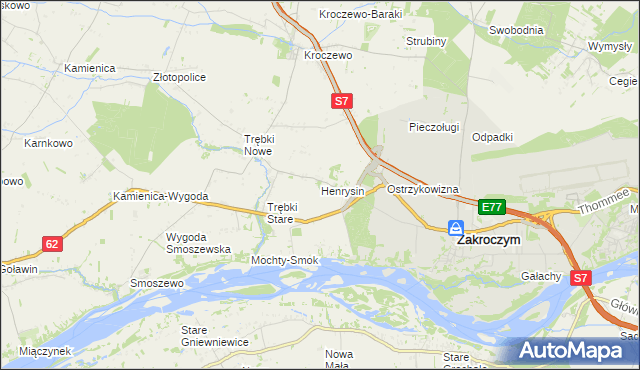 mapa Henrysin gmina Zakroczym, Henrysin gmina Zakroczym na mapie Targeo