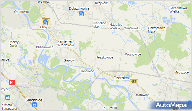 mapa Jeszkowice, Jeszkowice na mapie Targeo