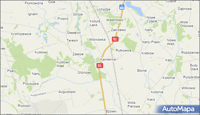 mapa Kamienna gmina Lubień Kujawski, Kamienna gmina Lubień Kujawski na mapie Targeo