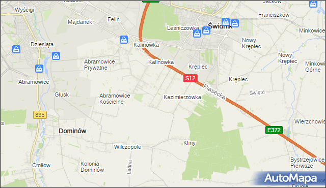 mapa Kazimierzówka gmina Głusk, Kazimierzówka gmina Głusk na mapie Targeo