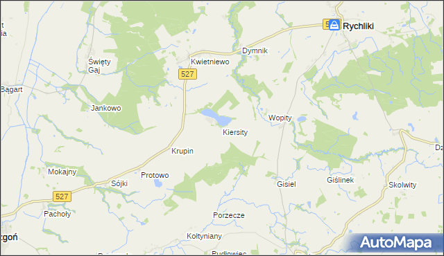 mapa Kiersity gmina Rychliki, Kiersity gmina Rychliki na mapie Targeo
