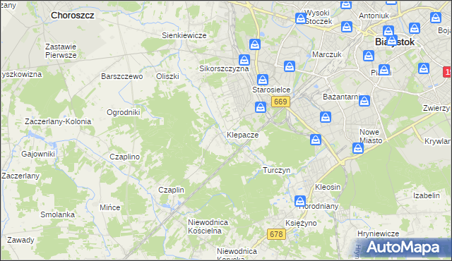 mapa Klepacze gmina Choroszcz, Klepacze gmina Choroszcz na mapie Targeo