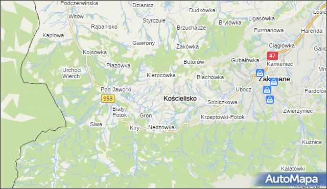 mapa Kościelisko, Kościelisko na mapie Targeo