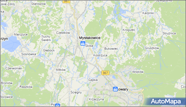 mapa Kostrzyca, Kostrzyca na mapie Targeo