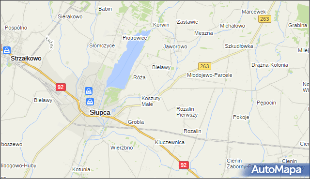 mapa Koszuty-Parcele, Koszuty-Parcele na mapie Targeo