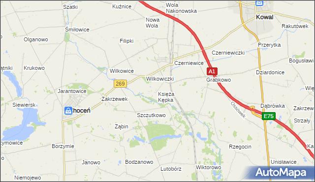 mapa Księża Kępka, Księża Kępka na mapie Targeo