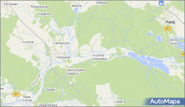 mapa Kuźnica Katowska, Kuźnica Katowska na mapie Targeo