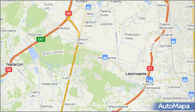 mapa Magdalenka gmina Lesznowola, Magdalenka gmina Lesznowola na mapie Targeo