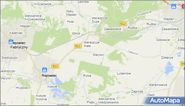 mapa Marysin gmina Rejowiec, Marysin gmina Rejowiec na mapie Targeo