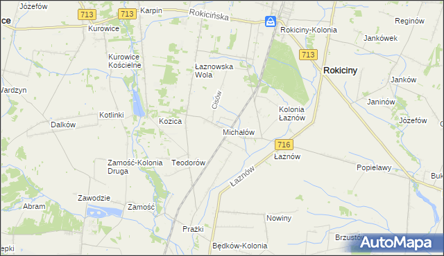 mapa Michałów gmina Rokiciny, Michałów gmina Rokiciny na mapie Targeo