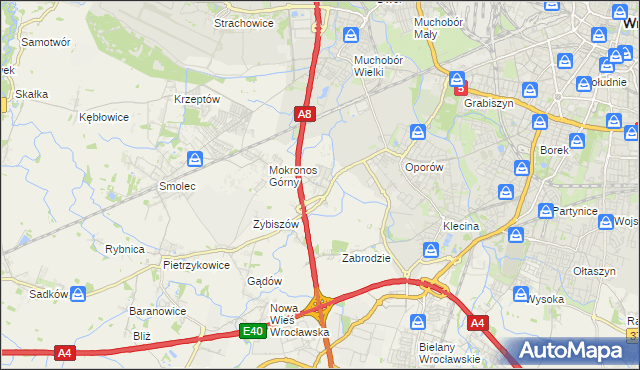 mapa Mokronos Dolny, Mokronos Dolny na mapie Targeo