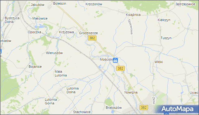 mapa Mościsko gmina Dzierżoniów, Mościsko gmina Dzierżoniów na mapie Targeo