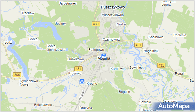 mapa Mosina powiat poznański, Mosina powiat poznański na mapie Targeo