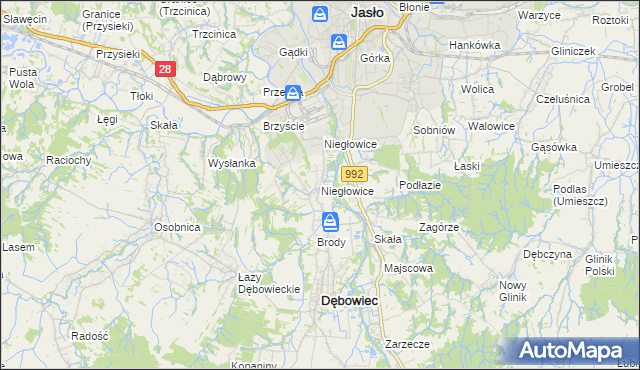 mapa Niegłowice, Niegłowice na mapie Targeo
