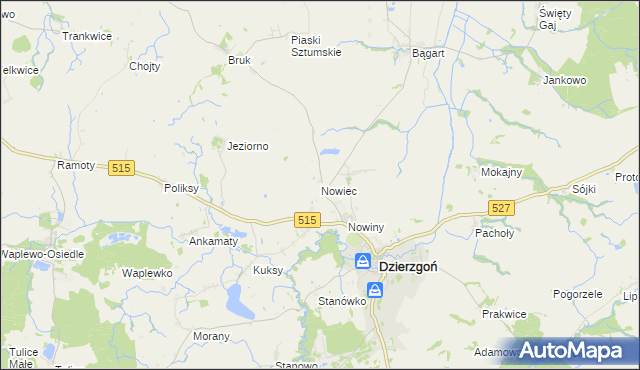 mapa Nowiec, Nowiec na mapie Targeo