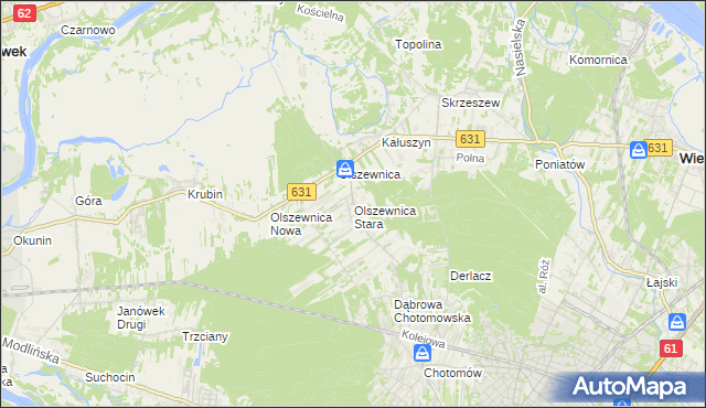 mapa Olszewnica Stara, Olszewnica Stara na mapie Targeo