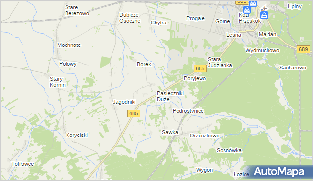 mapa Pasieczniki Duże, Pasieczniki Duże na mapie Targeo