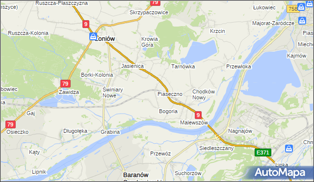 mapa Piaseczno gmina Łoniów, Piaseczno gmina Łoniów na mapie Targeo