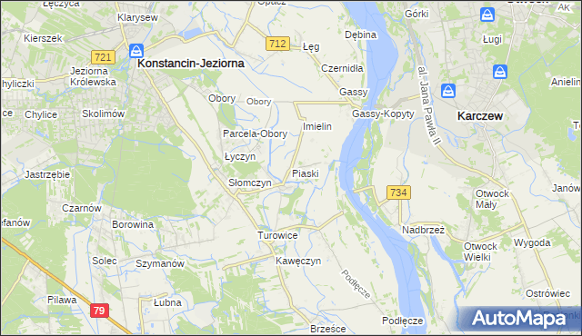 mapa Piaski gmina Konstancin-Jeziorna, Piaski gmina Konstancin-Jeziorna na mapie Targeo