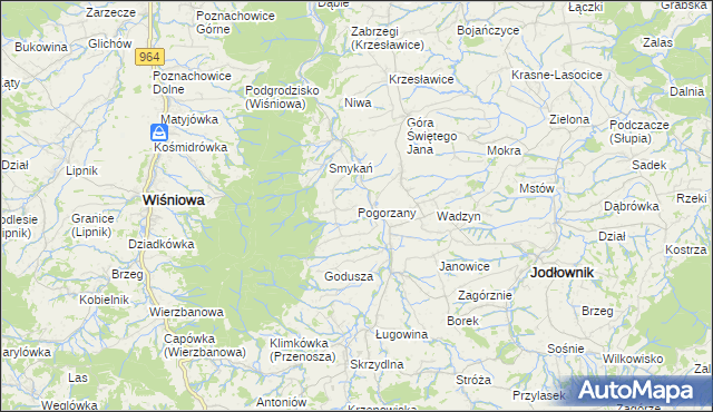 mapa Pogorzany, Pogorzany na mapie Targeo