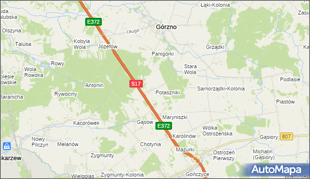 mapa Potaszniki, Potaszniki na mapie Targeo