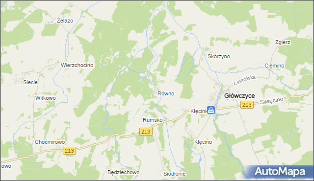 mapa Równo gmina Główczyce, Równo gmina Główczyce na mapie Targeo