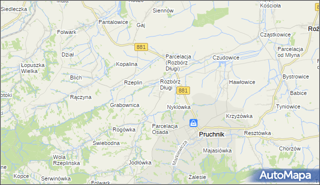 mapa Rozbórz Okrągły, Rozbórz Okrągły na mapie Targeo