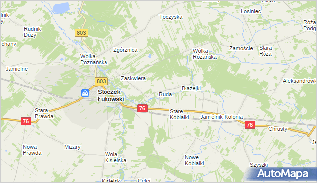 mapa Ruda gmina Stoczek Łukowski, Ruda gmina Stoczek Łukowski na mapie Targeo