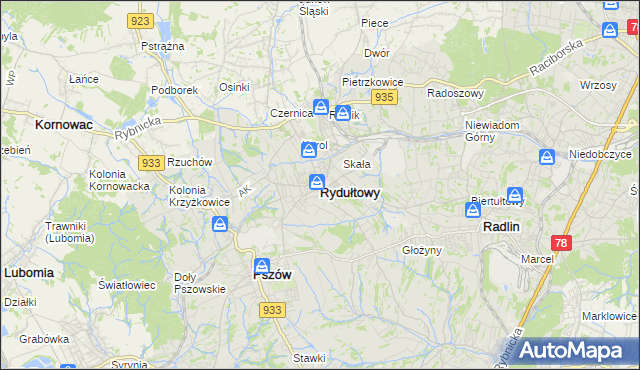 mapa Rydułtowy, Rydułtowy na mapie Targeo