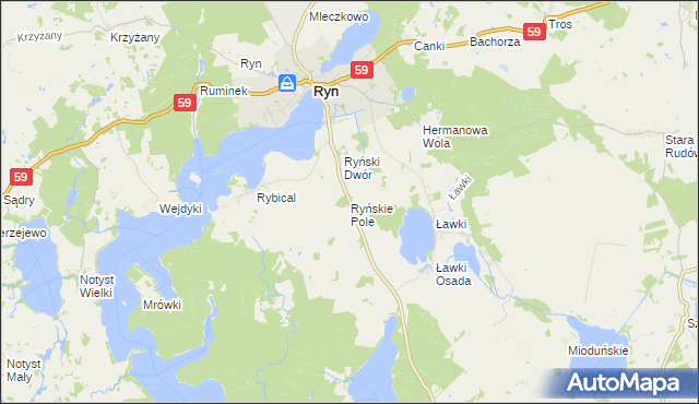 mapa Ryńskie Pole, Ryńskie Pole na mapie Targeo