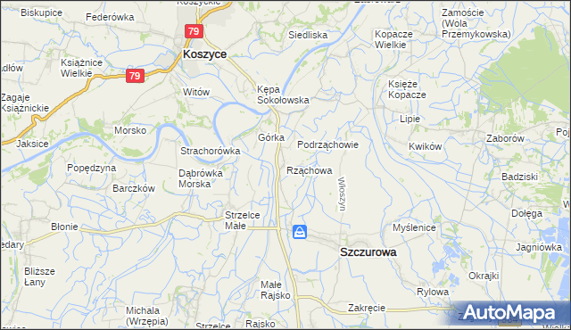 mapa Rząchowa, Rząchowa na mapie Targeo