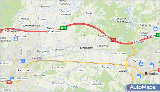 mapa Rzezawa, Rzezawa na mapie Targeo