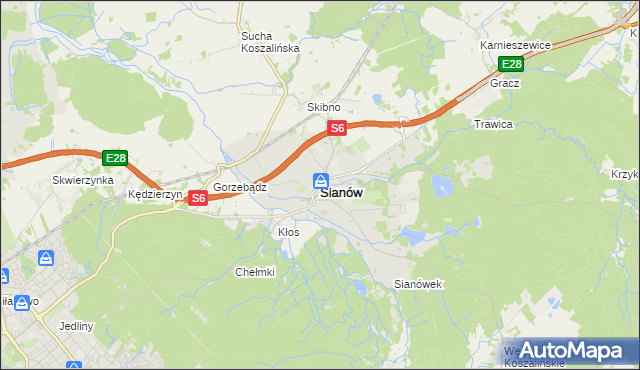 mapa Sianów, Sianów na mapie Targeo