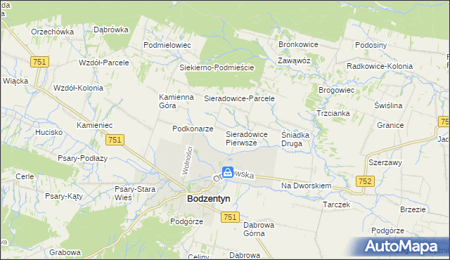 mapa Sieradowice Pierwsze, Sieradowice Pierwsze na mapie Targeo