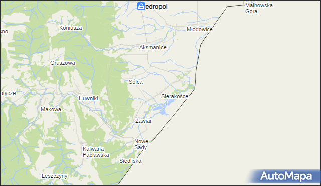 mapa Sierakośce, Sierakośce na mapie Targeo