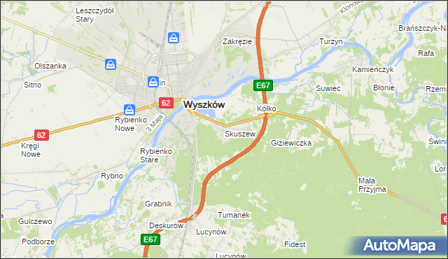 mapa Skuszew, Skuszew na mapie Targeo
