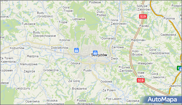 mapa Strzyżów, Strzyżów na mapie Targeo